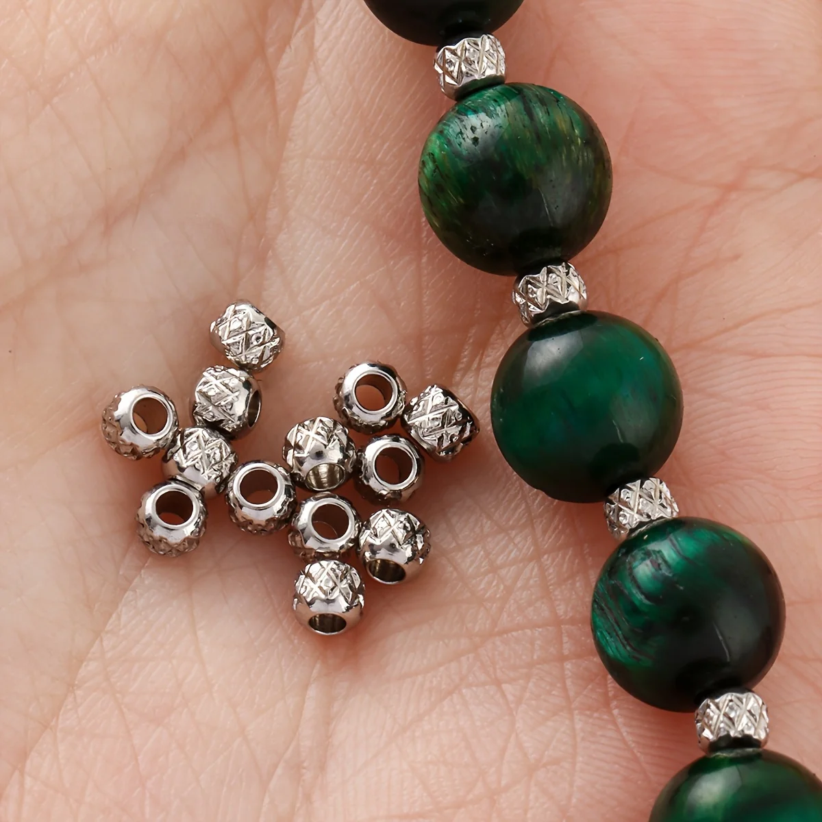 

100 шт. 3 мм витые бусины-разделители из нержавеющей стали, круглые многогранные для браслета, ожерелья, изготовления ювелирных изделий, поделок