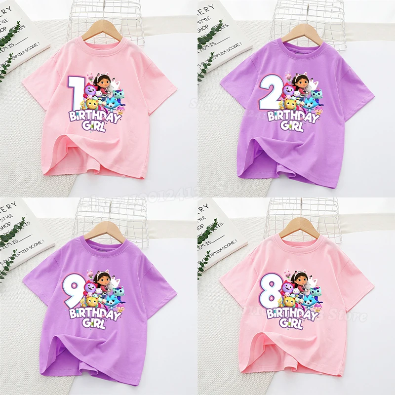 

Детская футболка Gabbyed для кукольных домиков, милая хлопковая летняя одежда с принтом аниме для девочек на день рождения, кавайная уличная одежда