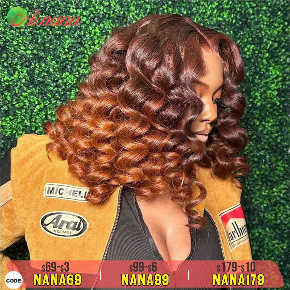 Kırmızımsı Kahverengi Gevşek Derin Dalga Dantel Ön Peruk İnsan Saç Kadınlar Için Ombre Bakır Kırmızı Turuncu Renk Dantel Ön Peruk Bebek Saçlı