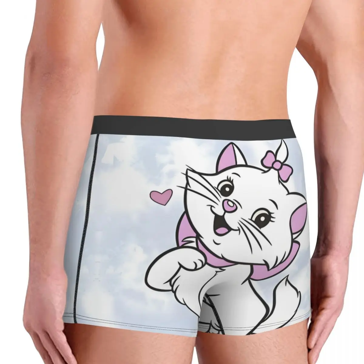 Intimo personalizzato Cartoon Marie Cat Uomo Stampa Archi animali Boxer Pantaloncini Mutandine Slip Mutande morbide