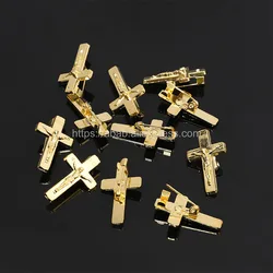 5pcs/Golden Cross Metal Badge on Christian Cross Pin Brooch Jewelry 15*25mm