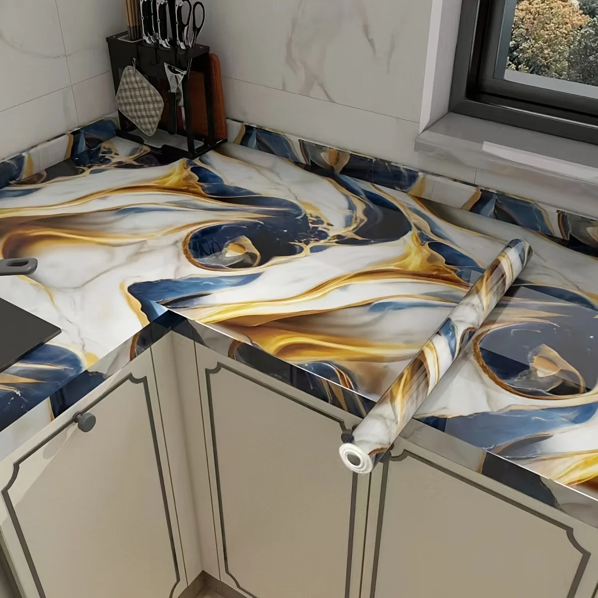 Marbled Peel and Stick Self-adhesive Removable DIY Sticker Vinyl Wallpaper Kitchen Decor Easy Peel Adhesive Film Vinyl Sticker
