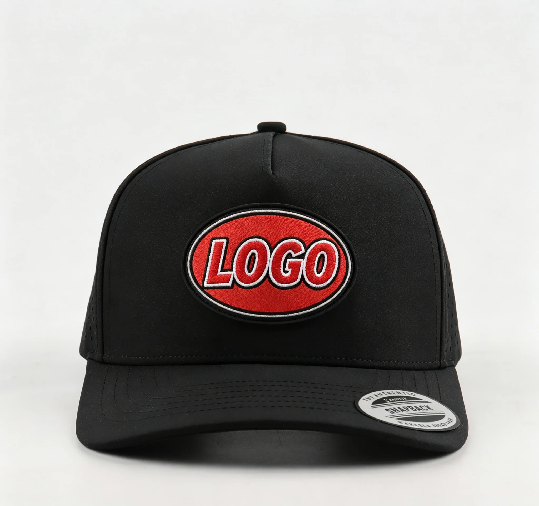 Unisex 5-Panel Golf Cap UV Cut 100% Polyester Breathable Dry Fast Rubber Patch Laser Hole Double Buckle Outdoorsmen Common