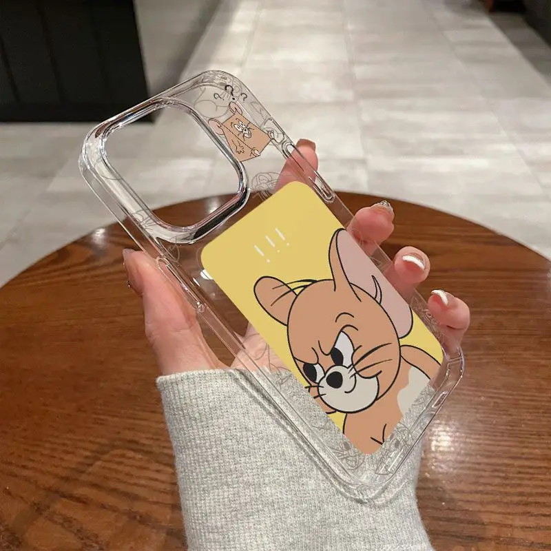 Tom And Jerry Question Cartoon  Phone Case For iPhone 16 15 14 13 12 11 Pro Max XS Max XR 78Plus MINI Y2K Transparent Back Cover