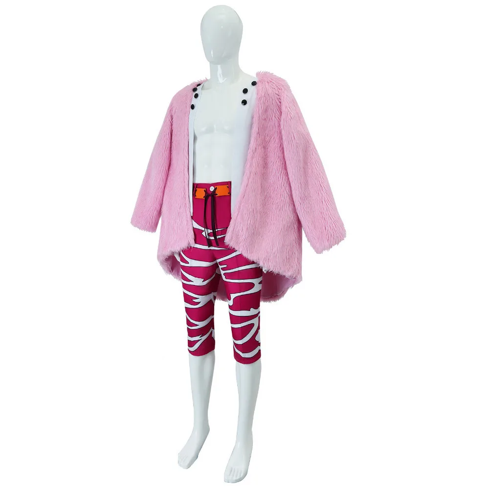 Anime Doflamingo Traje Cosplay Masculino, Conjunto Completo Fato Uniforme, Roupa de Halloween, Festa de Carnaval, Roupa Performance, Roleplay, Adulto