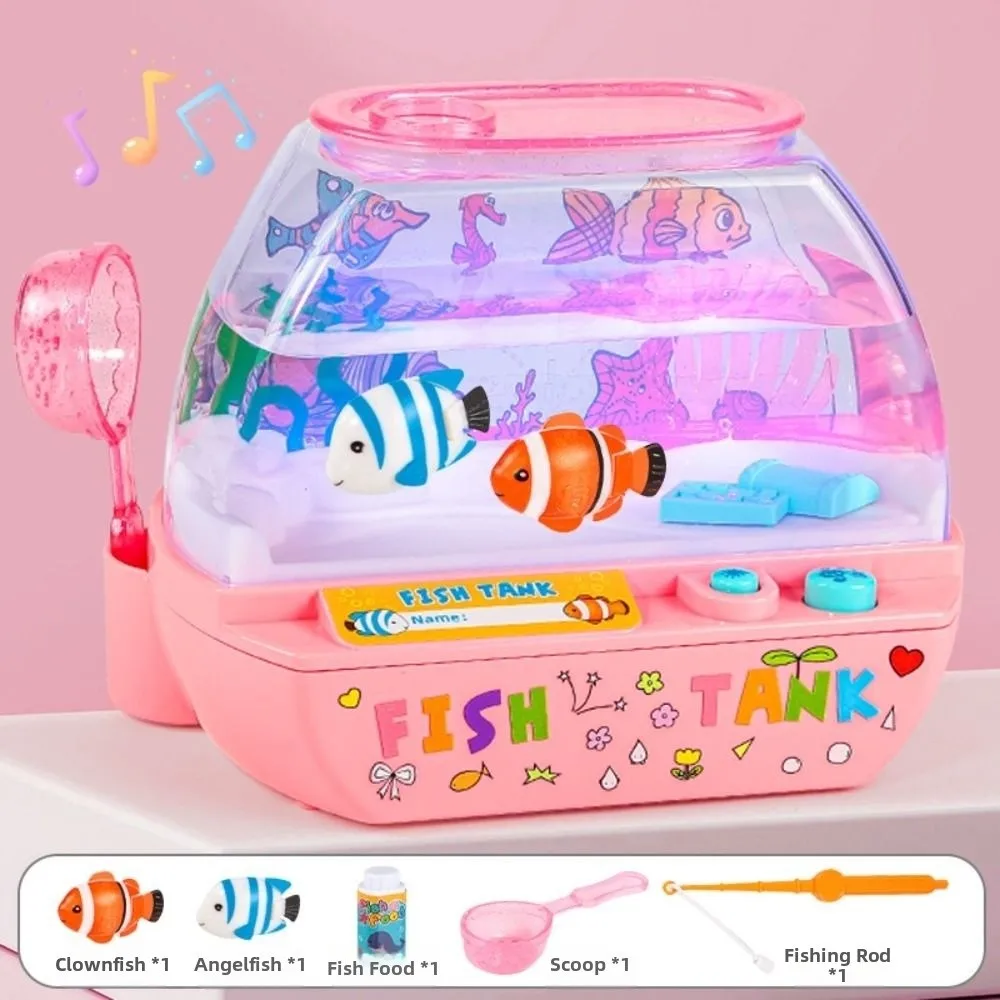 

Креативная игрушка для искусственного аквариума, милый мультяшный мини-симулятор аквариума с музыкой и светом, забавный резервуар со светодиодной подсветкой