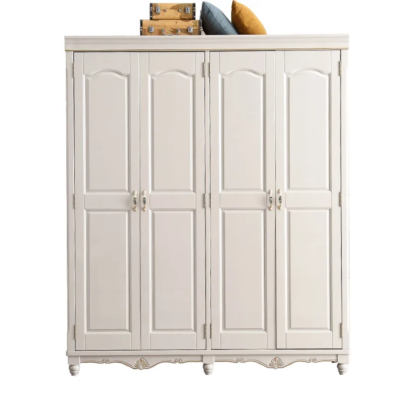 Bedroom Furniture White Classical 2/3/4/5 Door Solid Wood Bedroom Wardrobe