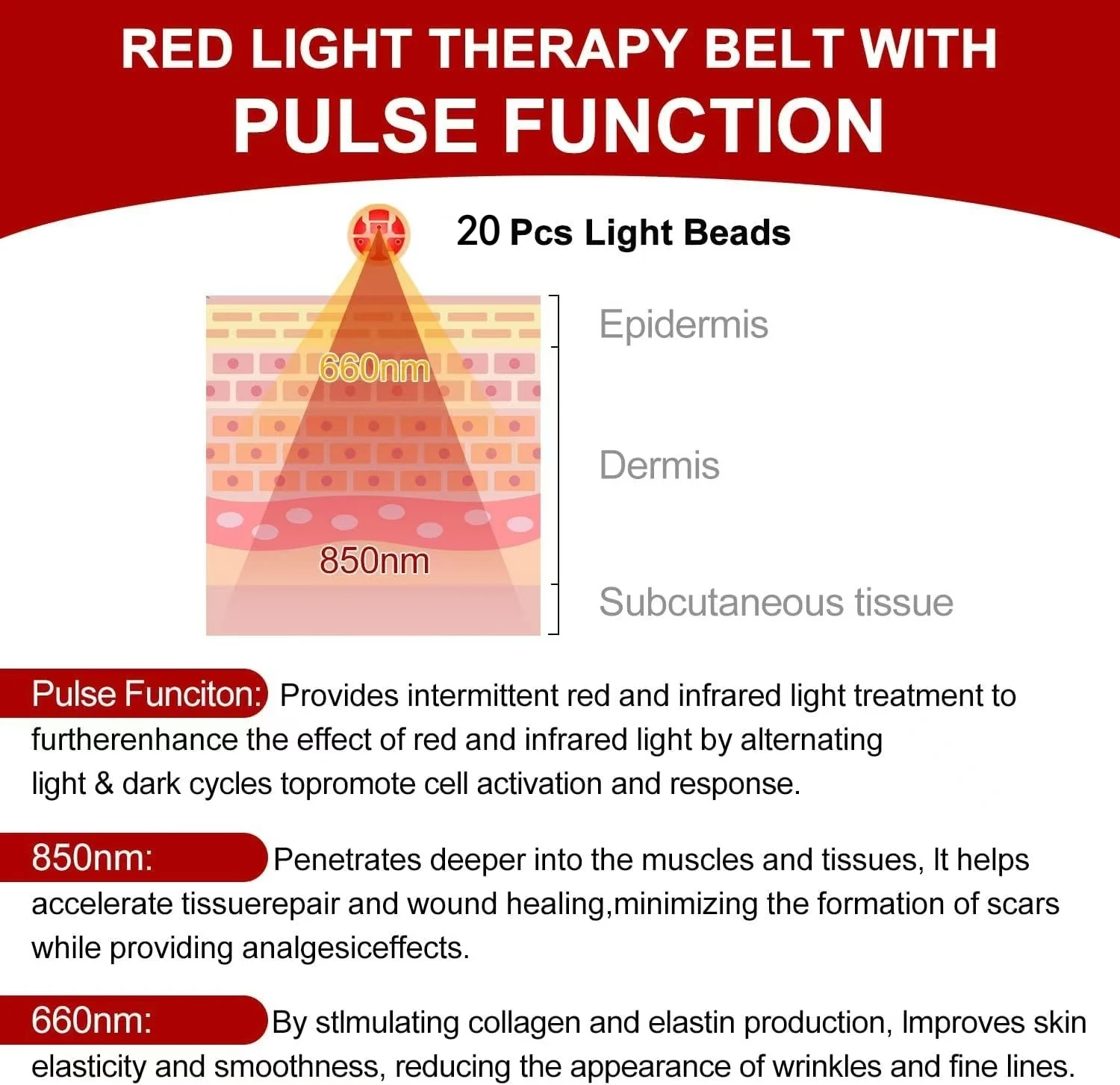 20 PCS LEDs Red Light Therapy Belt for Neck Pain Relief Neck Massager Wearable Wrap Relax Neck Muscl LED Light Beauty Devices