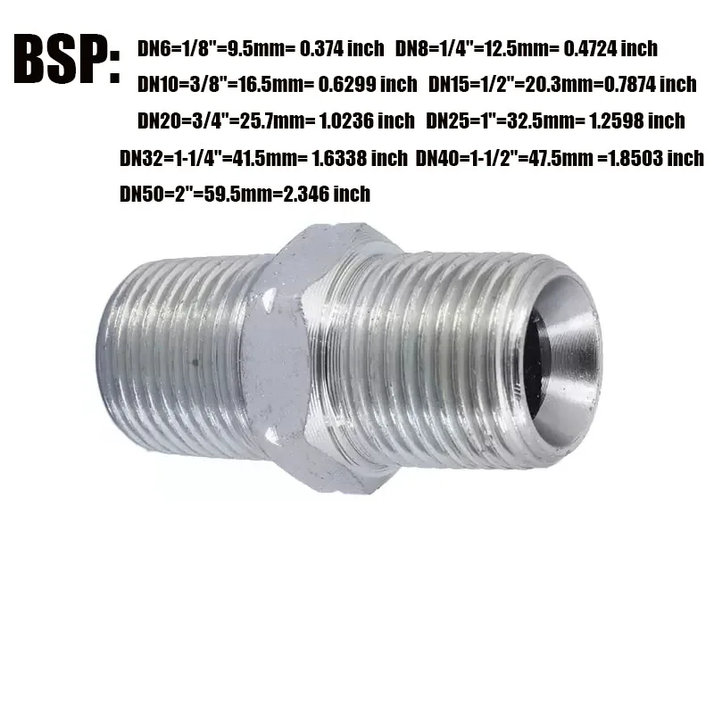 Hydraulic C Type Connector Straight Through Male Thread BSP 1/8 1/4 3/8 1/2 1JG 74 External Cone/British Pipe Fittings Adapter