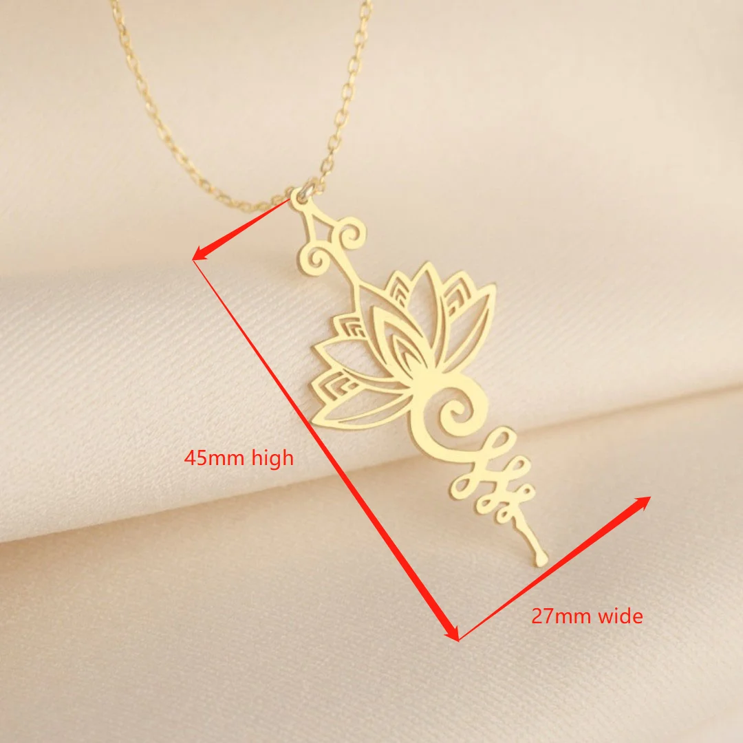 Stainless Steel Lotus Unalome Necklace Yoga Healing Necklace for Women Breathe Meditation Amulet Pendant Jewelry Birthday Gifts