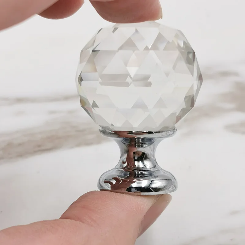 1pcs  Single Hole 30MM Crystal Glass Ball Handle Handle European Cabinet Door Drawer Handle Furniture Hardware Accessories