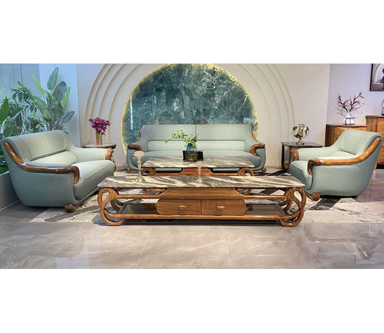 Luxury European Style Handmade Ebony Wood Sofa Set Solid Wood Frame Living Room Furniture for Hotels Villas & Upscale Homes