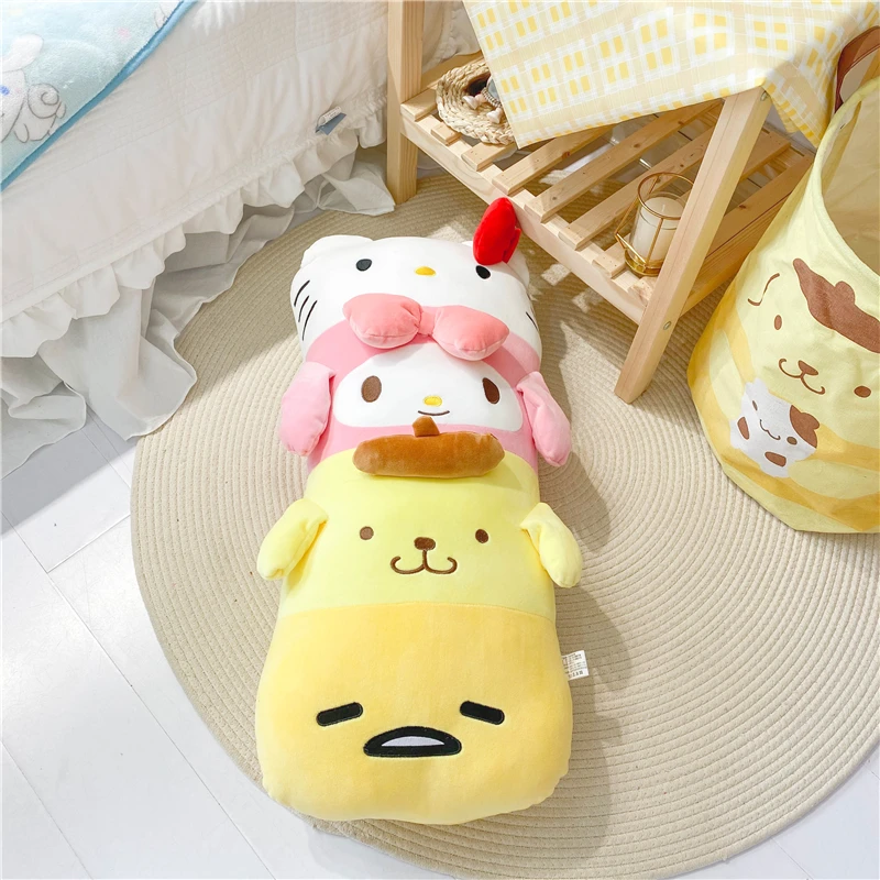 Sanrio śliczne Anime Mix długa poduszka moja melodia Pom Pom Purin Cinnamoroll pluszowa zabawka poduszka pod plecy Sofa poduszka dekoracyjna