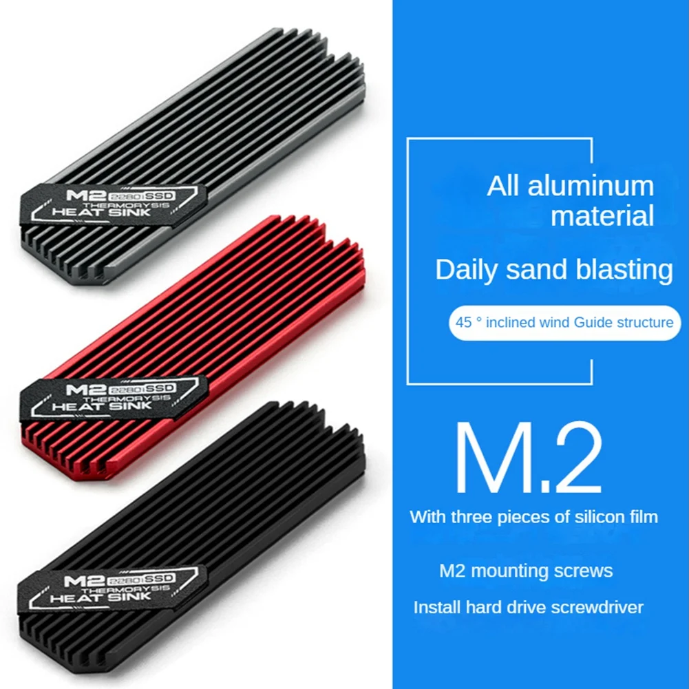 Ultrathin M.2 SSD Heat Sink M2 2280 Solid State Hard Disk Aluminum Heatsink Cooler Cooling Thermal Pad Red