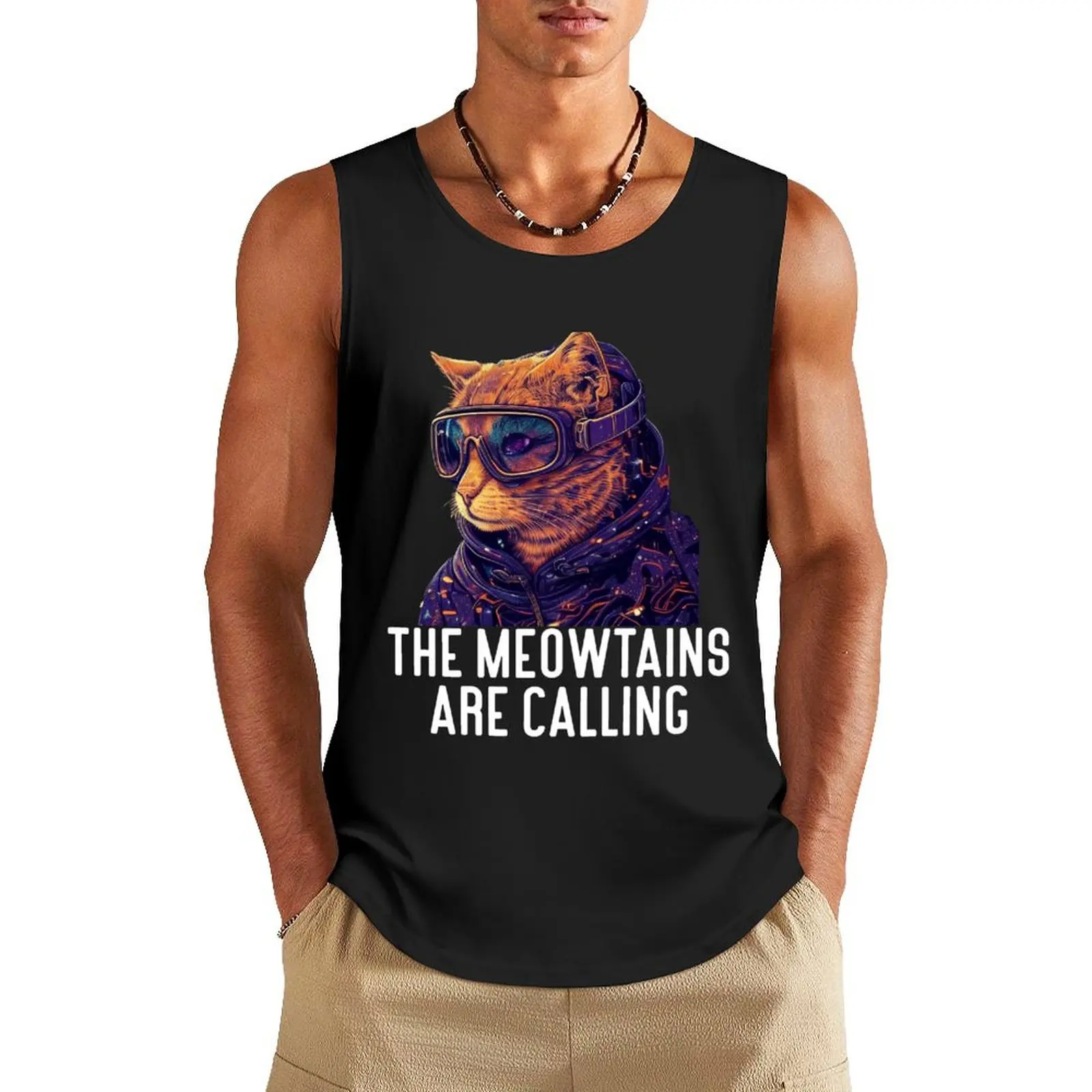 Лыжные очки meowтаны называют кошек лыжные очки лыжный Топ жилет Мужская Летняя одежда