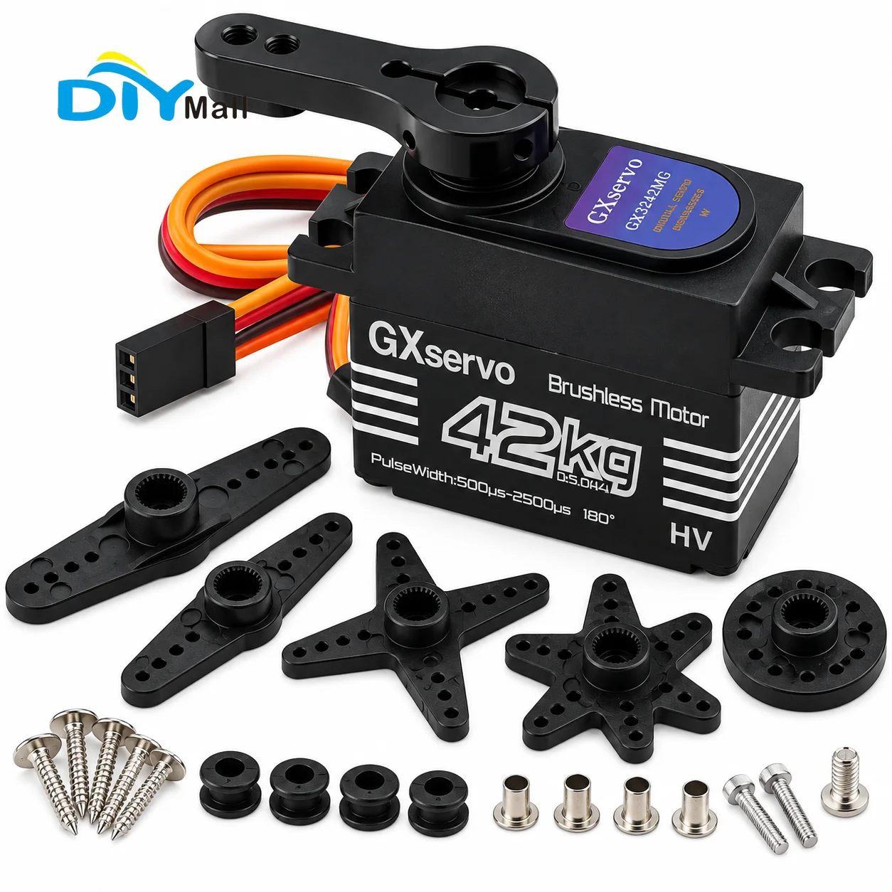 42kg.cm High Torque Digital Brushless Servo 6.0V-8.4V Metal Gear 180/270 Degree Controllable for 1/8 1/10 RC Crawler Robot DIY