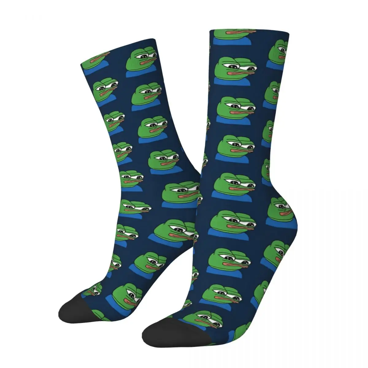 Funny Crazy Sock for Men Wall Eyed Harajuku Pepe The Frog Breathable Pattern Printed Crew Sock Casual Gift