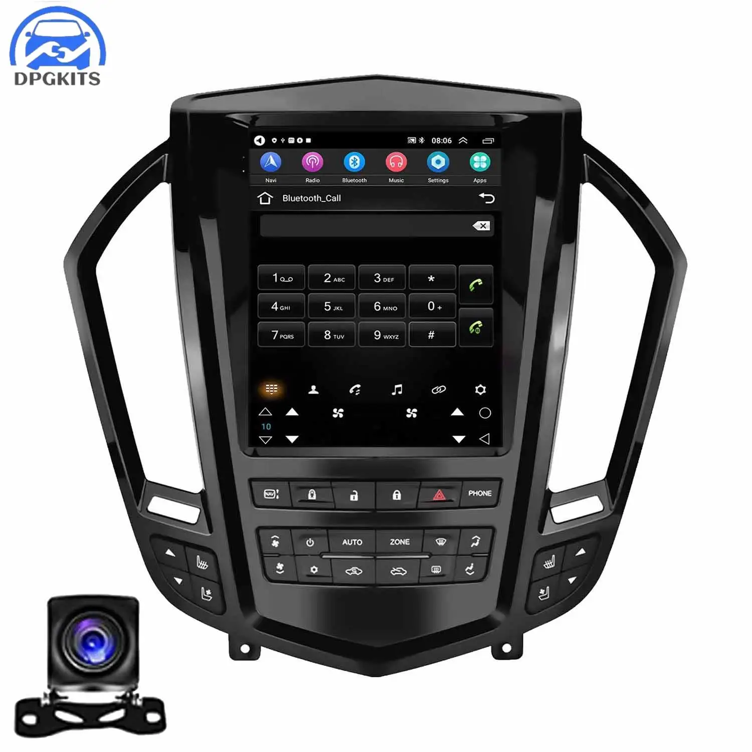 

DPGKITS 9.7 Inch 2.5D Tempered Glass Mirror Auto Radio Player Car Stereo Radio GPS BT Apple Carplay For Cadillac SRX 2009-2012