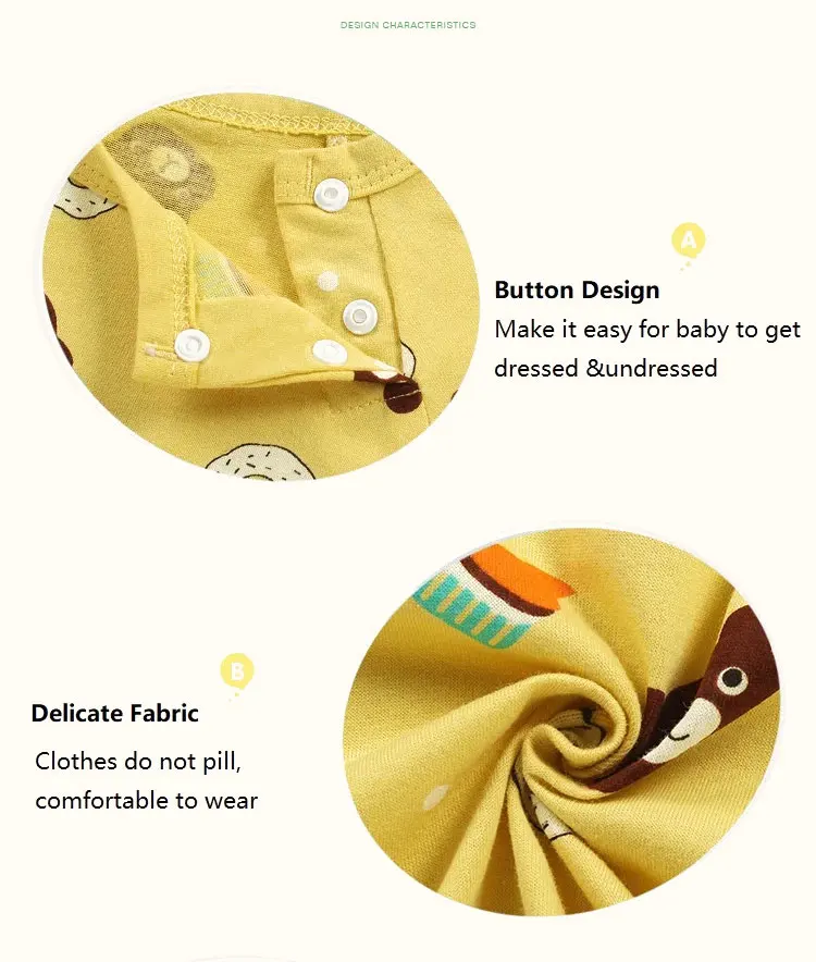 Neugeborenen-Babykleidung Junge Mädchen Babykleidung Baumwoll-Body Sommer Kurzarm-Strampler Säugling Kleinkind Schlafanzug – Detail 4