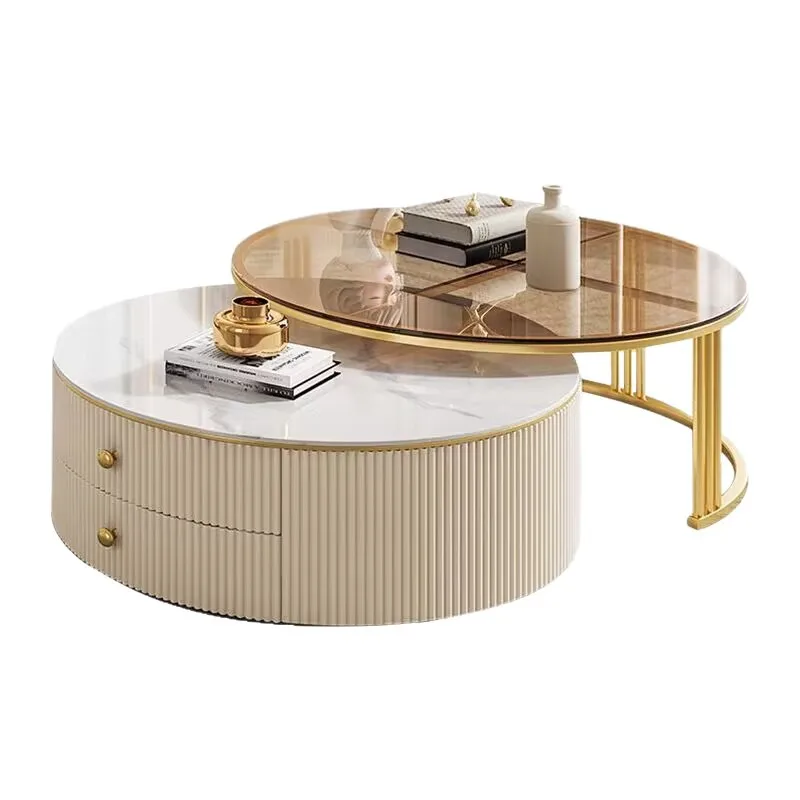 

slab coffee table size combination, living room household small apartment, modern simple style, new Internet celebrity round