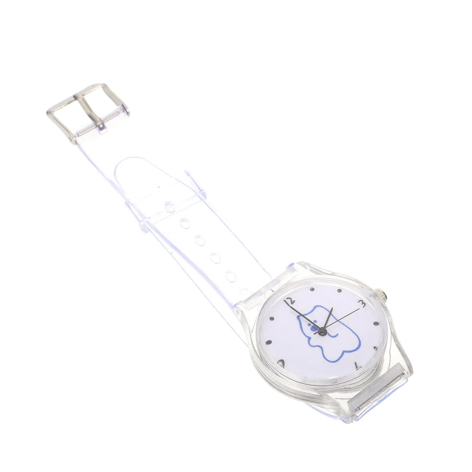 1Pcs Girls Wrist Watch Cartoon Pattern Female Student Watch Silicone Band Bear Motif Clear Dial Comfortable Adjustable for Women