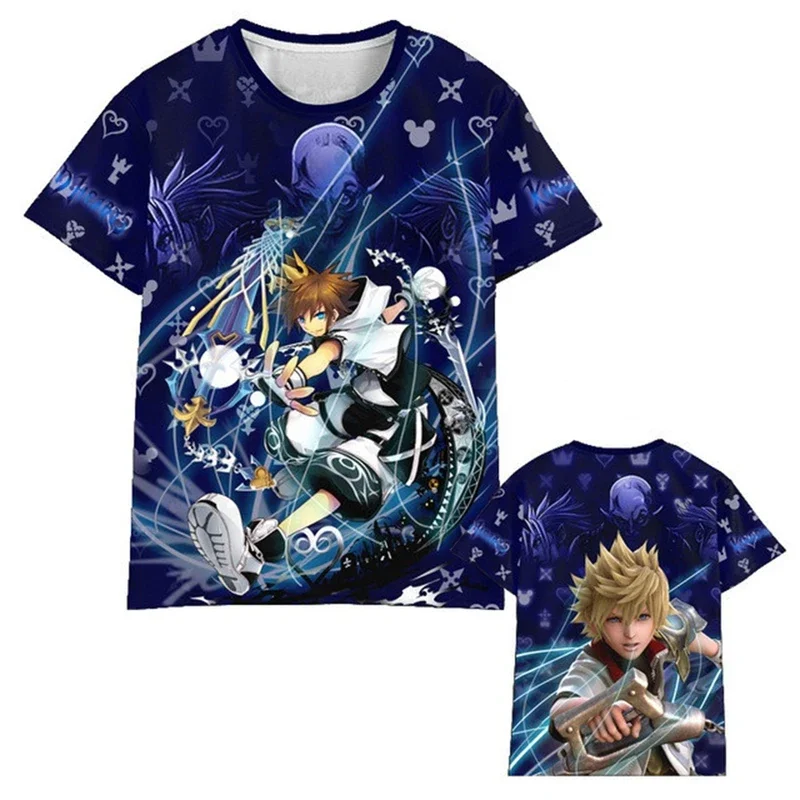 Hot Game Kingdom Hearts 3d Printed T-Shirt Fashion Short sleeve Cosplay Street Style Tops Men Women Kids T-Shirt Size (100-6XL)