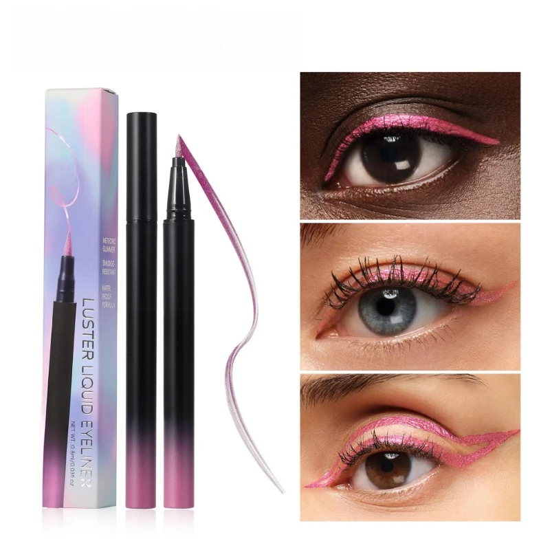 Diamond Shiny Eye Liner Eyeshadow Waterproof Quick-dry Silver Gold Metellic Pearlescent Liquid Eyeliner Silkworm Brighten Makeup