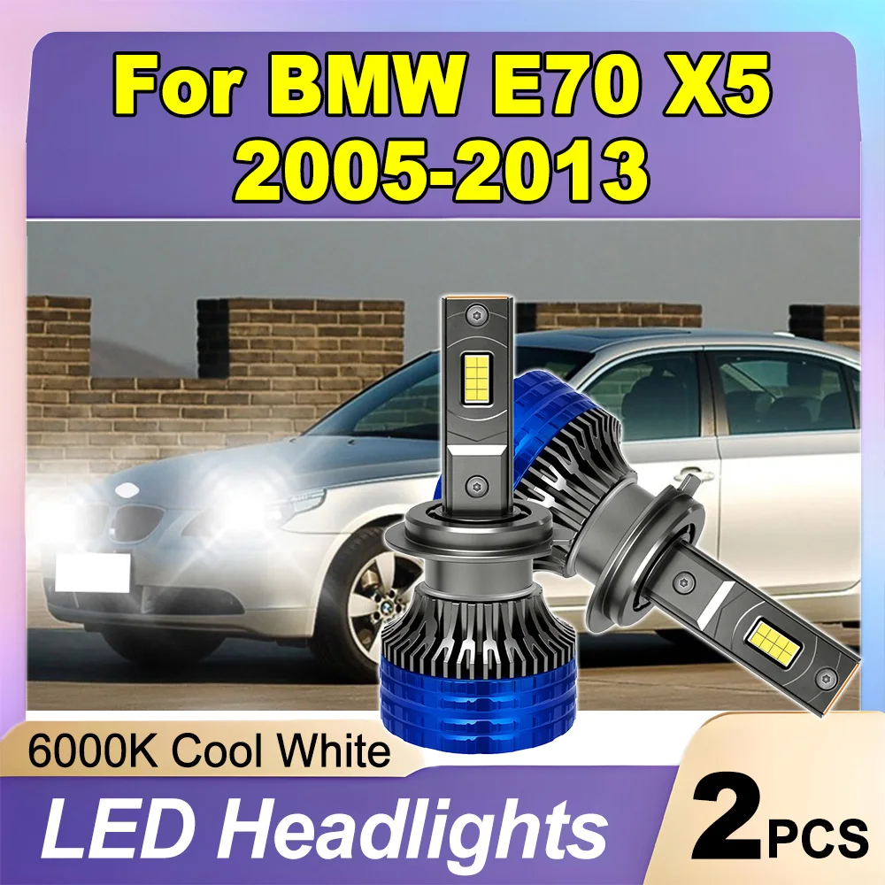 

2PCS High Power 20000LM Front Headlamps 6000K Super Bright White LED Headlights 12V 24V 3570 CSP Chips For BMW E70 X5 2005-2013