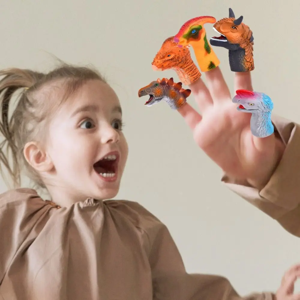 Kleurrijke Mini Dierenhandpop Veiligheid Montessori Pop Vingerpop Speelgoedset Verfraaiende Familie Dinosaurus Vingerpop