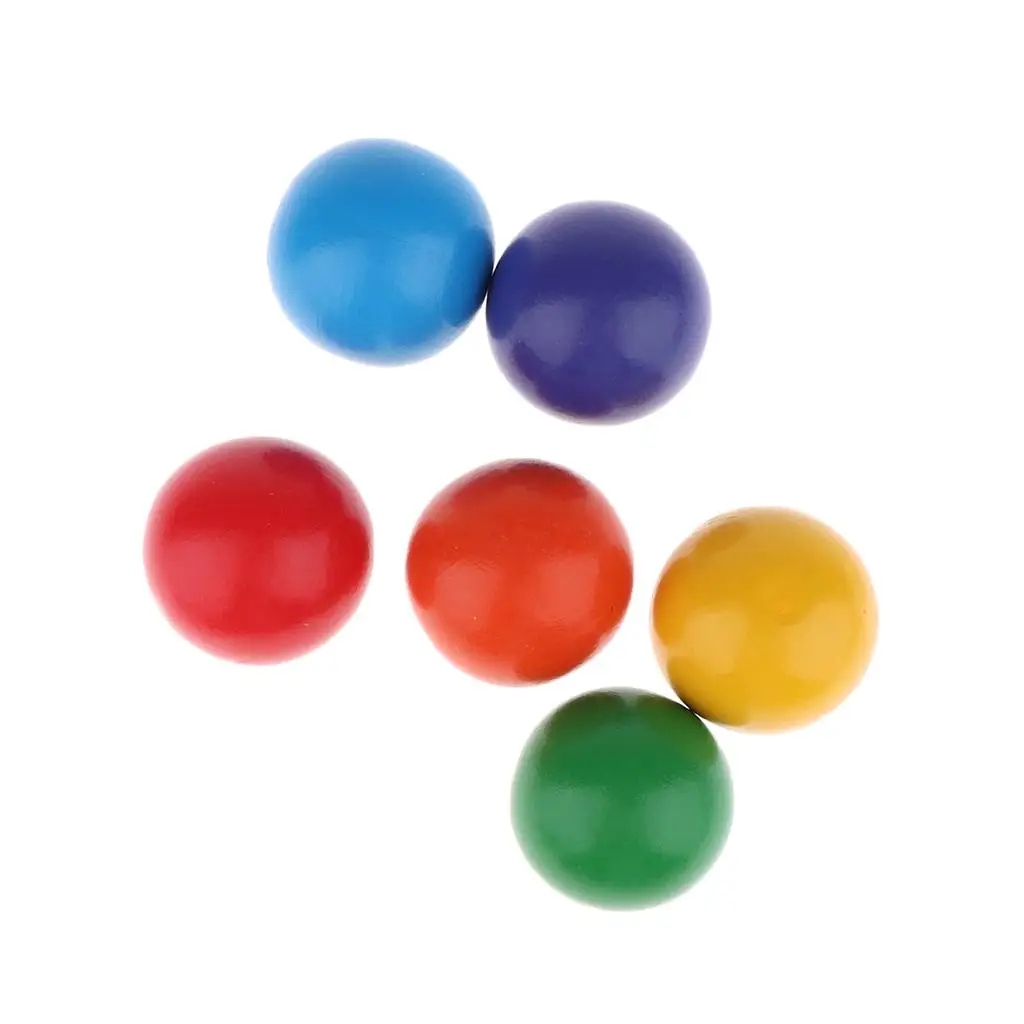 6 Pieces Wooden Rainbow Balls Set Blocks Accessories for Making Kit