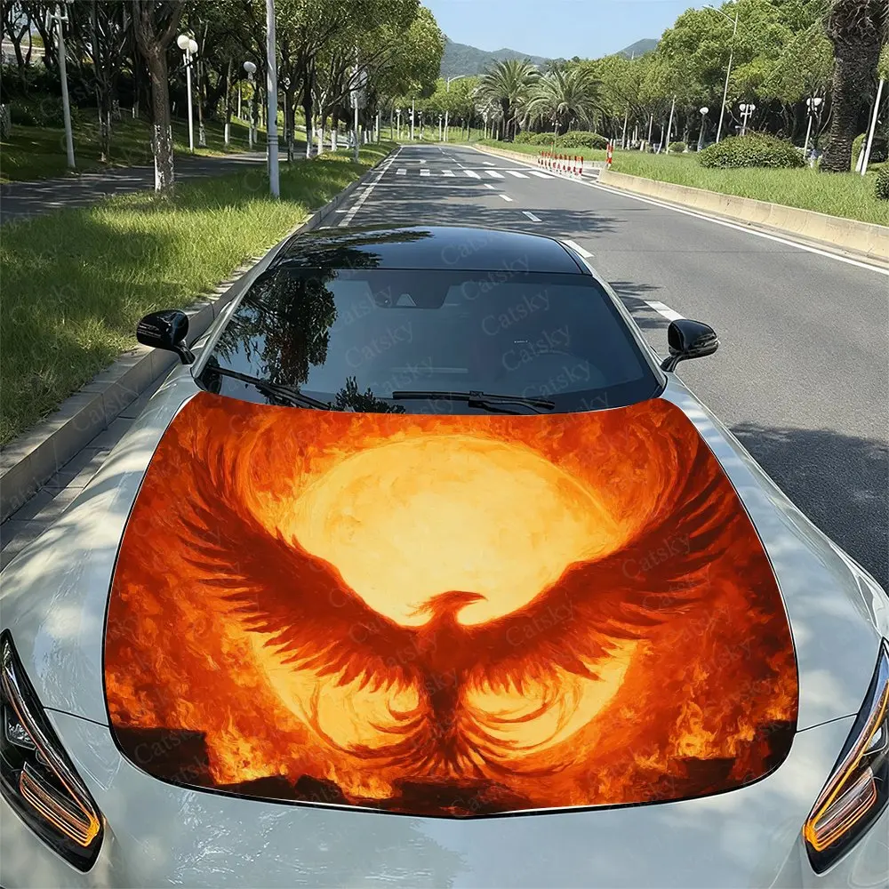 

Fireball Phoenix Sticker Decoration Car Hood Decal Sticker, Durable Car Vinyl Wraps Suitable For Most Vehicles, Car Engine Hood