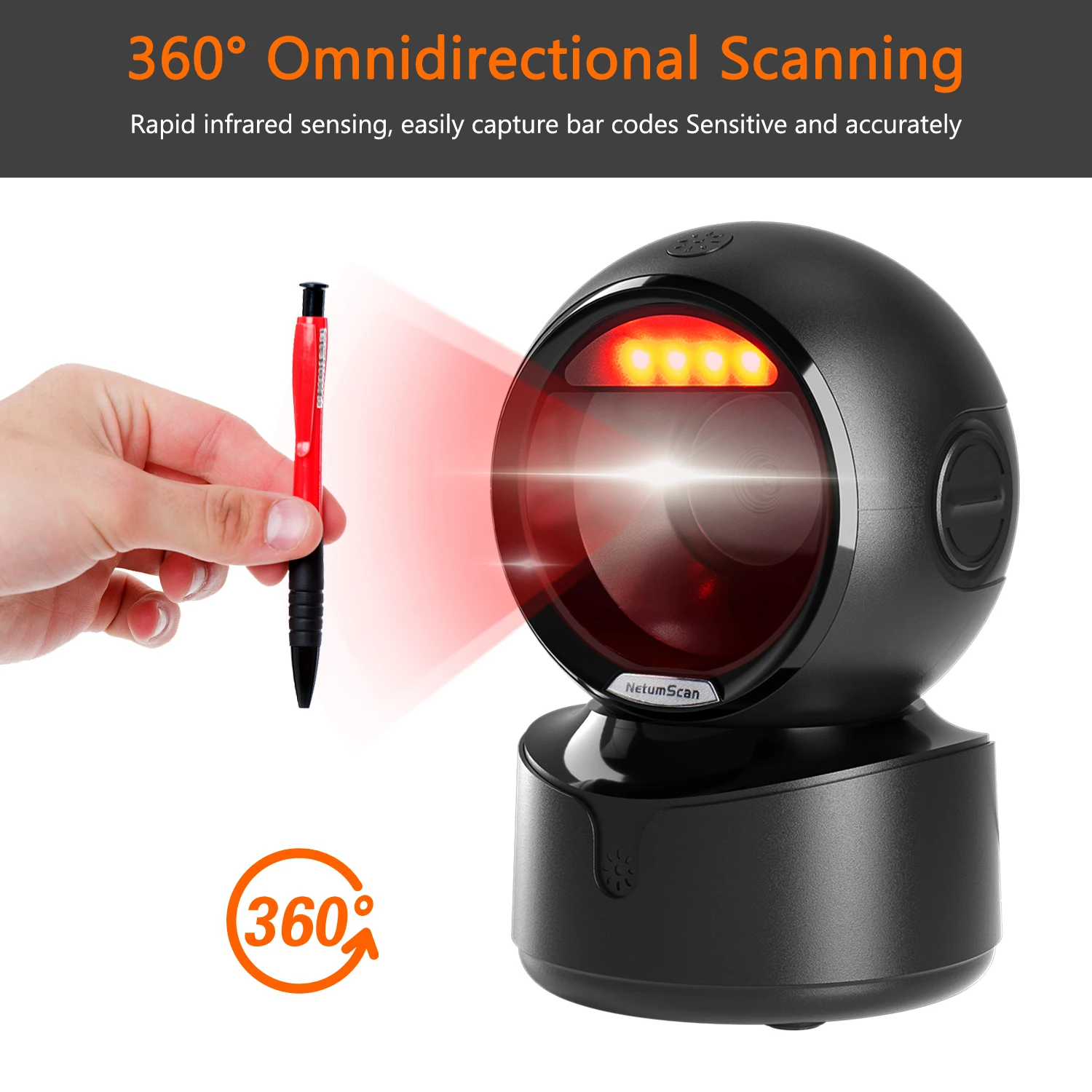 Imagem -03 - Netum-automatic Omnidirectional Desktop Barcode Scanner Mãos-livres Usb Leitor qr sem Fio 1d 2d Image Sensing