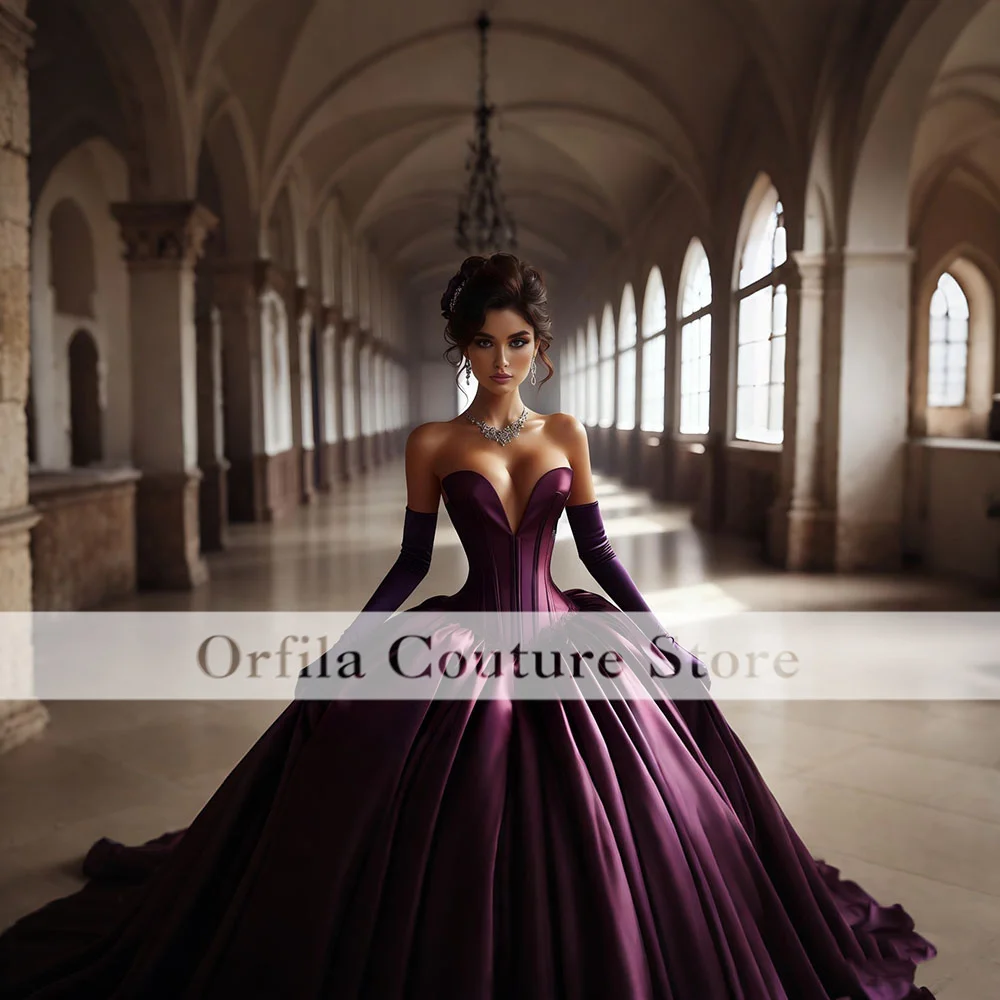 Fantasy Victorian Prom Dresses With Gloves Sweetheart Corseted Satin Puffy Medieval Masquerade Evening Gowns Customised