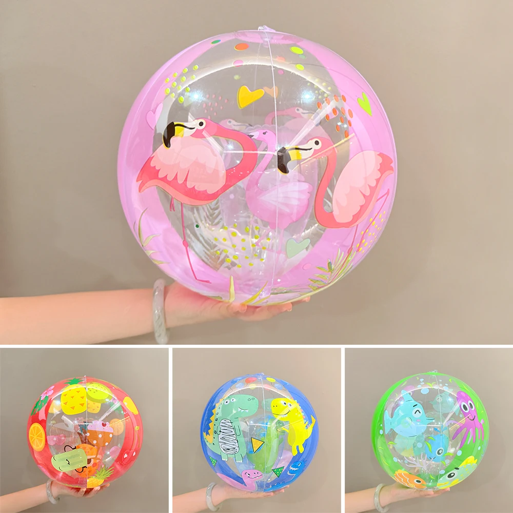 Pallone da spiaggia gonfiabile con palla trasparente a strisce colorate, adatto per giochi di feste in piscina sulla spiaggia