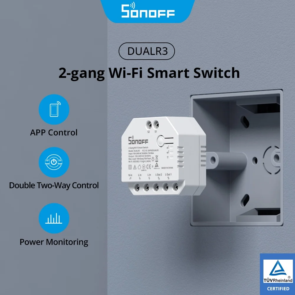 SONOFF DUAL R3 WiFi Smart Switch Dual Relay Module Power Meter Switch Smart Home Control eWeLink Alexa Google Home Yandex Alice