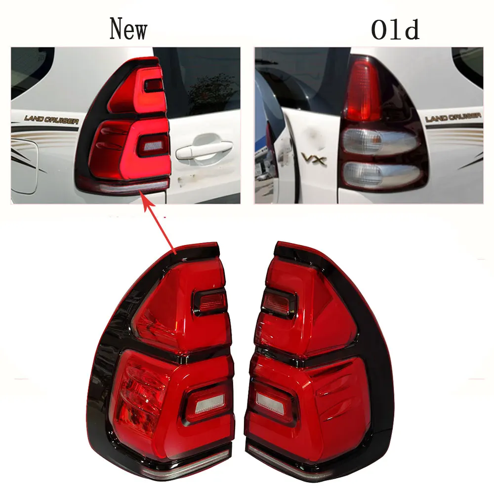 

Пара автомобильных светодиодных задних фонарей для Toyota LAND CRUISER PRADO FJ120 2002-2009 Lexus GX470 плавный поворотный фонарь