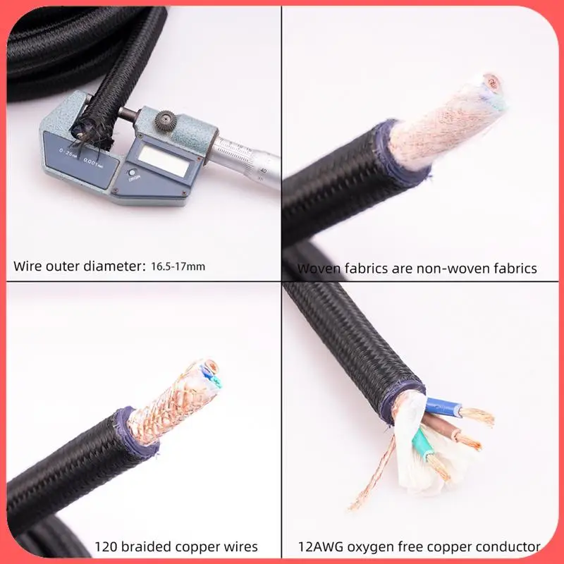 X12A-12AWG Hifi Power Cable, Hifi Power Cable EU Power Cable, 250V/15A For Speakers, Subwoofer, Turntable, Amplifier