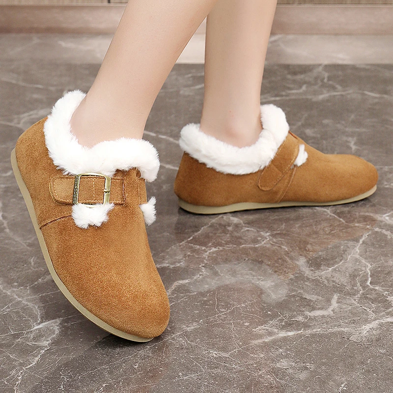 

2025 New Winter Fce Lined Warm Plu Cotton Slip on Bean oes Casual oes Soft Bot