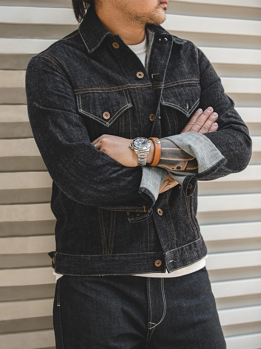

Maden Retro Japanese Sle pe III Original Color Workwear Jaet ort Motorcycle Jaet for Men Spring Autumn Slim Fit