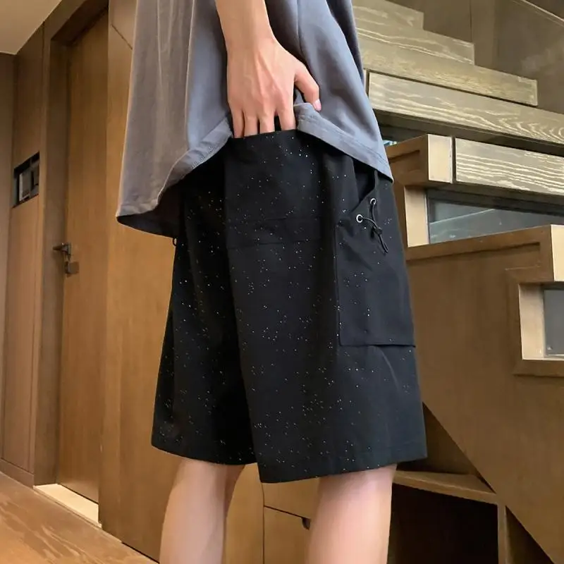 Celana Pendek Pria Pakaian Panjang Hitam Celana Pendek Kargo Bermuda Pria Cantik Pakaian Gaya Jalanan Jepang Baru Nilon Nyaman