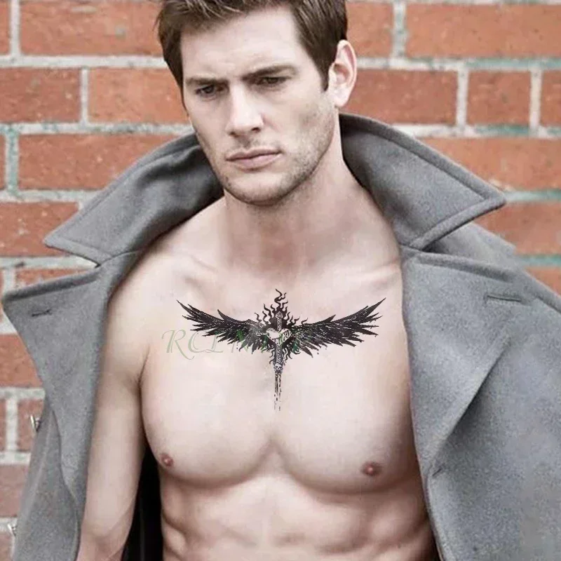 Waterproof Temporary Tattoo Sticker cool eagle wing angel Fake Tatto Flash Tatoo Lucifer Abdomen Arm tatouage for Girl Woman Man
