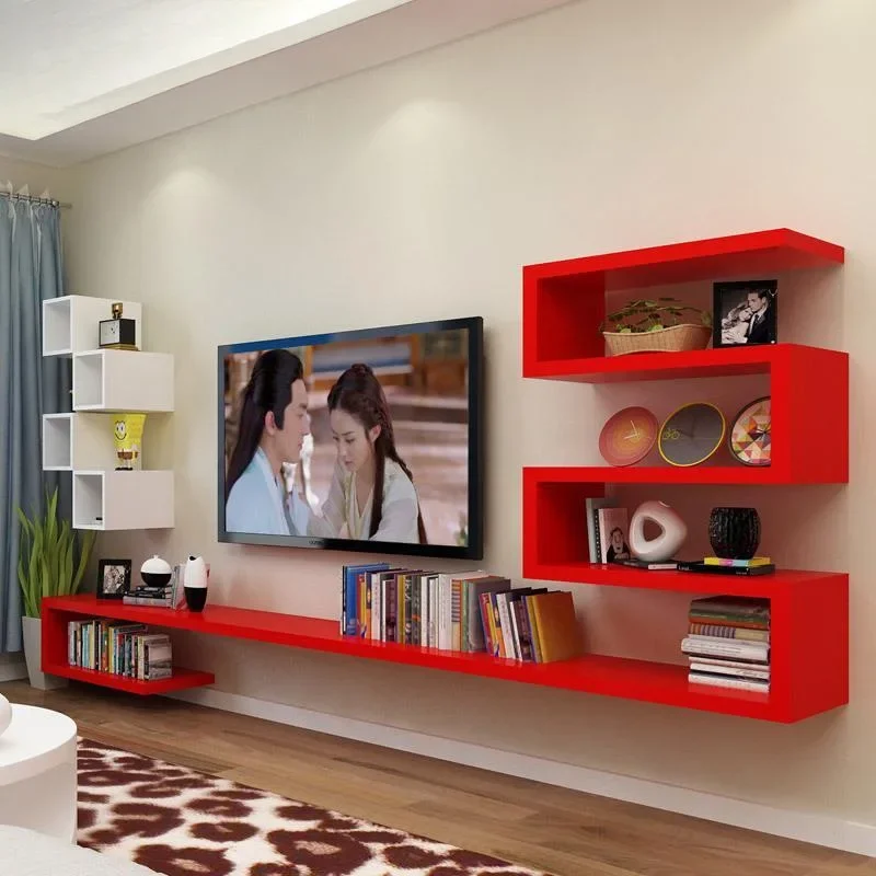 Modern simple wall TV cabinet living room baffle set-top box rack
