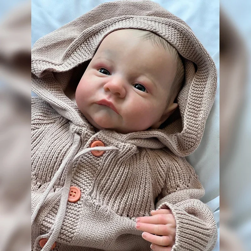 19inch Already Finished Reborn Baby Doll Awake Levi Newborn Baby Size 3D Skin Visible Veins Collectible Art Doll Bebés Reborns