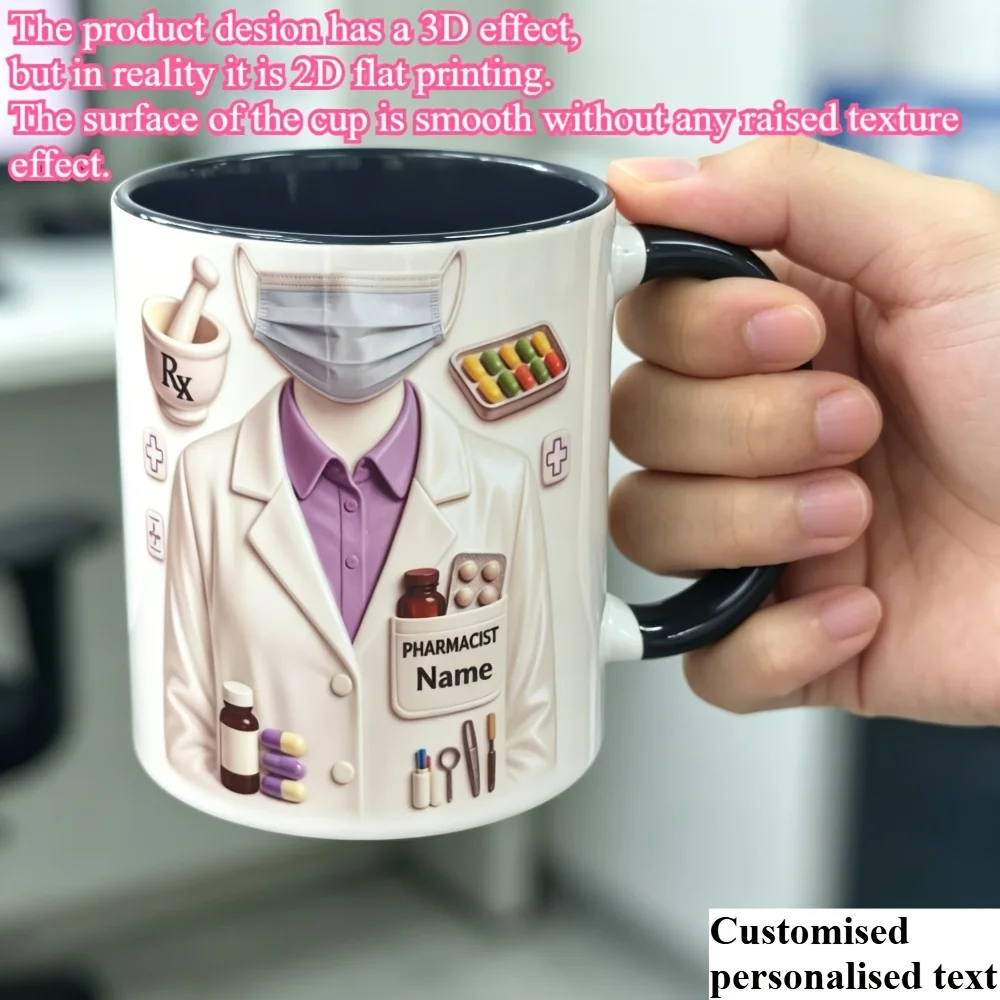 1pc Personalized Pharmacist Mug Custom Pharmacy Technician Prescription Design Coffee Cup with Medication Label Art for Pharmacy