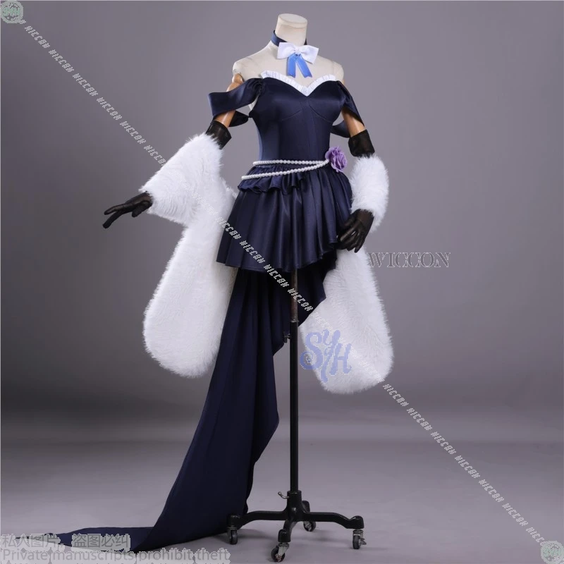 أنيمي النمر كوس التنين! Toradora تأثيري Aisaka Taiga مثير أنيق ثوب مسائي أزرق داكن لوليتا فستان طويل قطار حفلة الهالوين