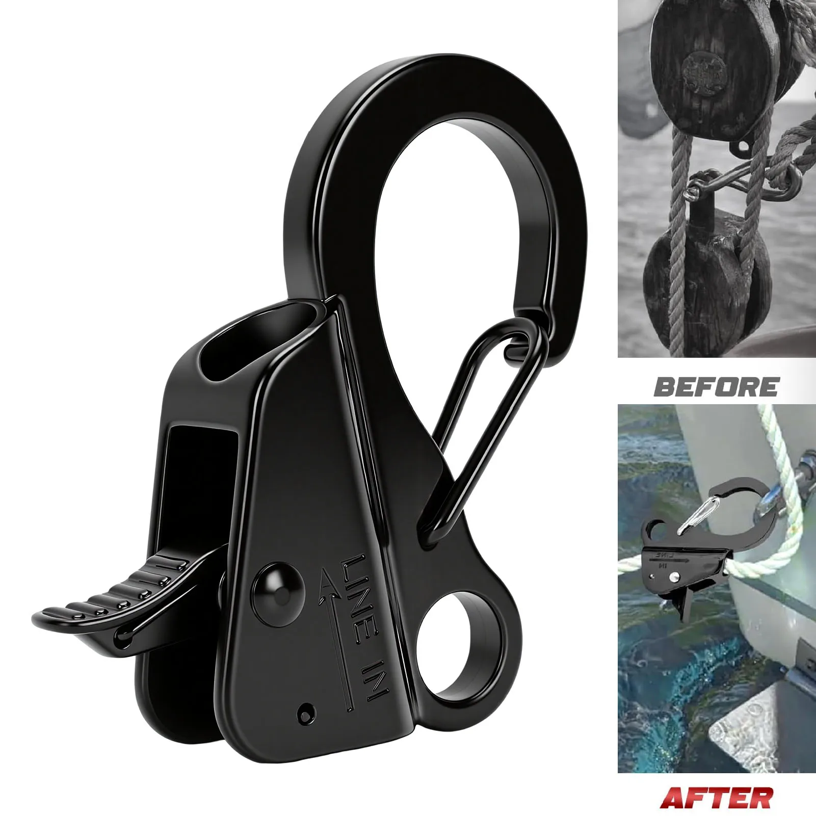 Boat Bumper Clips Adjusters Stainless Steel Adjustable Sliding Rope Hook for 1/4 to 3/8in Ropes Boat Docking Bumper Clips