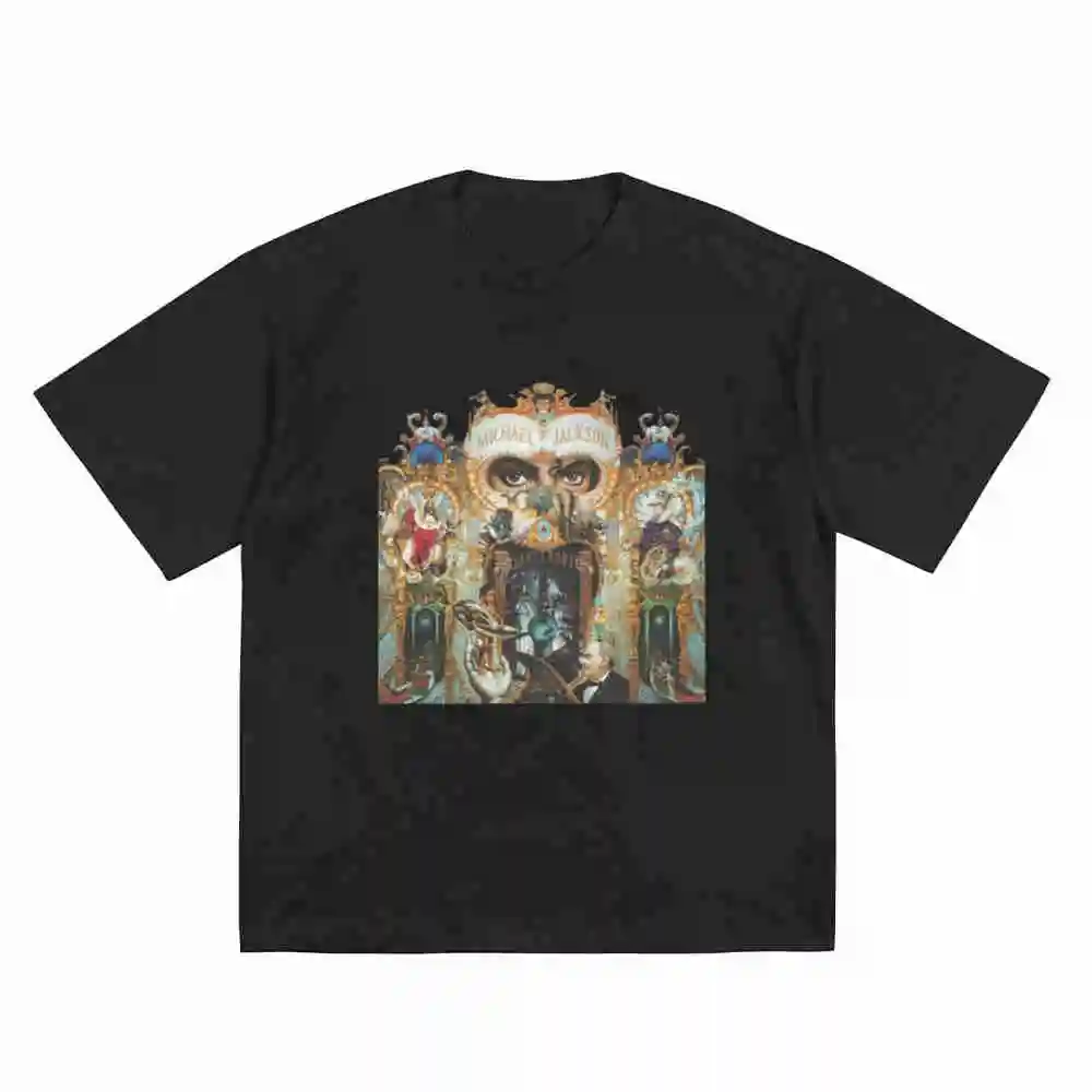 Dangerous Album MJ Autograph Logo Short Sleeve Tee 100% Cotton T-Shirt