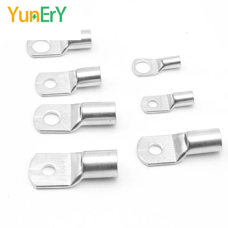 10/25/50 PCS SC6 SC10 SC16 SC25 SC35 SC50 Terminals 10-50 MM ² Cable Lug Wire Connector Thick Tinned Solder Lug 10-1/0 AWG