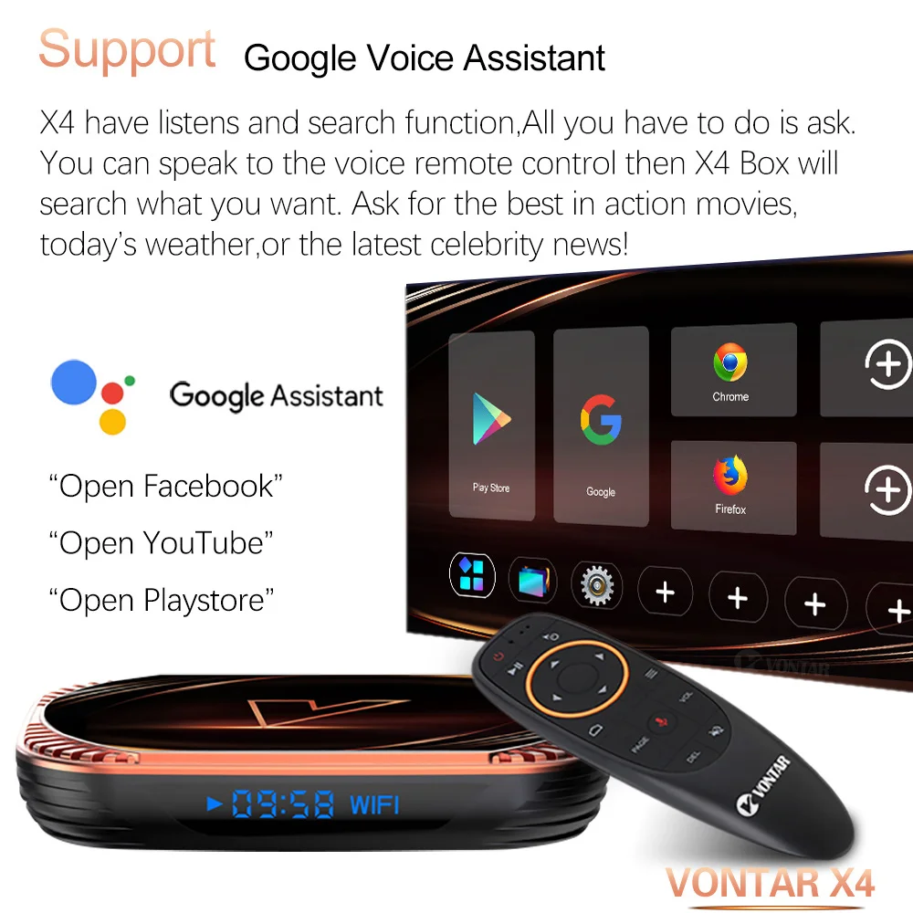 2023 VONTAR Amlogic S905X4 TV Box Android 11 11.0 4GB 32GB 64GB Wifi BT Support Google voice Media Player 4K 1000M Set top box