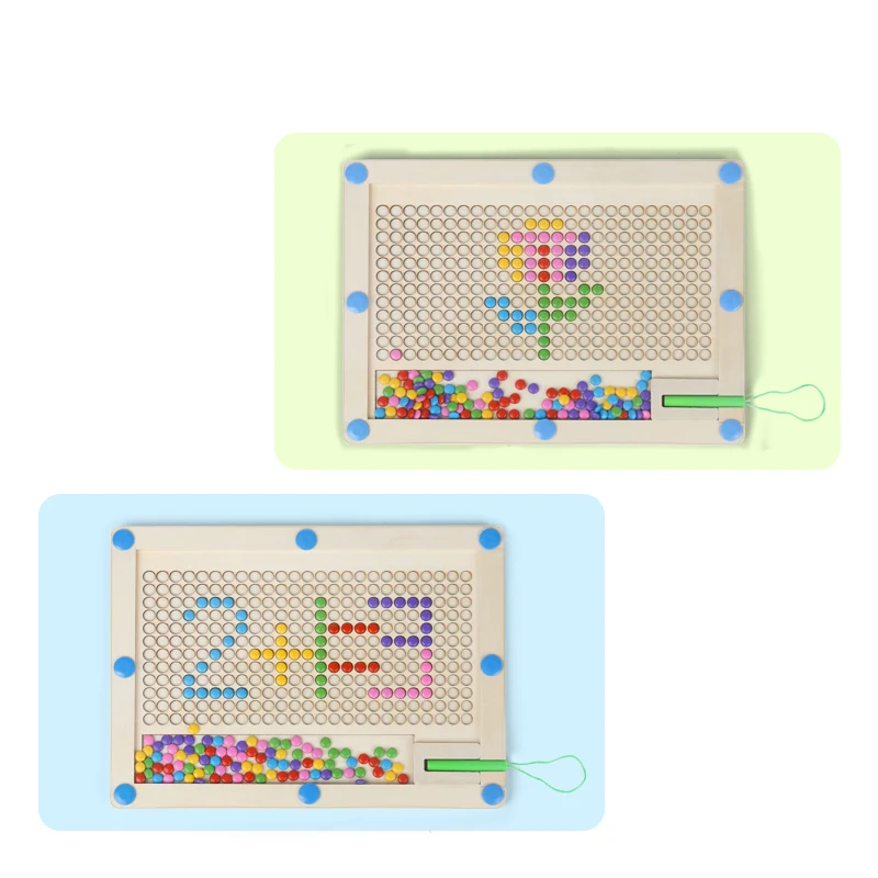 Montessori Magnetisches Zeichenbrett für Kleinkinder, Magnetperlen, Labyrinth und Stift, Zeichenbrett, pädagogisches sensorisches Reisespielzeug